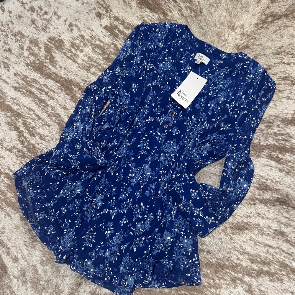 Kim Rogers Blue Floral Blouse